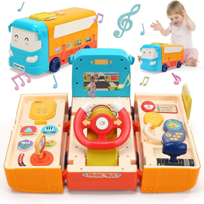 ماشین اسباب بازی اتوبوس موزیکال HOLYFUN Bus Car Toy for Toddler_اسباب بازی